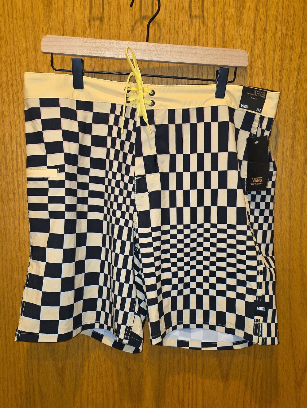 Vans Men’s Yellow & Black Checkerboard Board Shorts